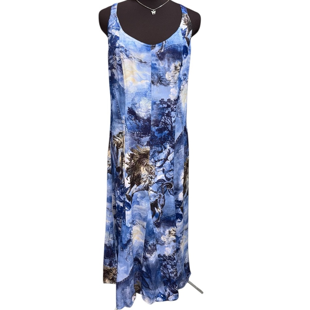 Anthropologie Blue Floral-Print Backless Midi Dress - Picture 2 of 13